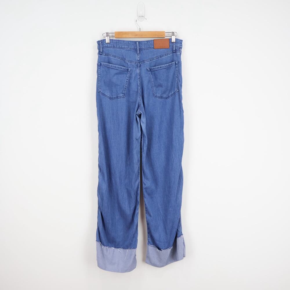 Sam Edelman High Rise Cuffed Wide Leg Jean Medium Denim Size 28 Long - Picture 6 of 10